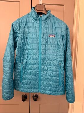 Patagonia Nano Puff Jacket Turquoise Teal Blue Women's Size Medium